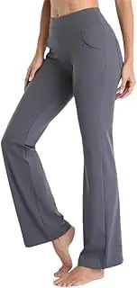 [Generic] Women's Pocket Flared Pants Slim Yoga Pants High Waisted Fitness Base Casual Women's Yoga Pants