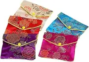 [Generic] Silk Jewellery Bags - Pouch Bag Brocade, Jewellery Organiser | Purse Zip Jewellery Bag Bags, Brocade Embroidery Bags Gift Bags, Travel Jewellery Bag for Indoor Houses Outdoors