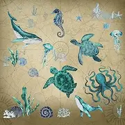 Art Ocean Wall Decals Stickers Under The Sea Wall Decals Nautical Beach Sea Turtle Seahorse Sticker Removable Peel and Stick for Kids Baby Bedroom Living Room Bathroom Office