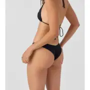 O'Neill Saltwater Solids Hermosa Skimpy Bikini Bottom Black Medium NEW