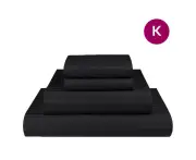 King Black 1000TC Microfibre 1cm Stripe Fitted, Flat Sheet Set