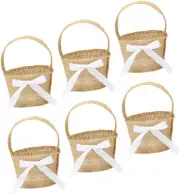 SHOWERORO 6Pcs Mini Woven Basket Hanging Burlap Individual Picnic Baskets Bri...