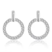 2PCS Copper Stud Earrings Woman Fashion Jewelry Retro Simple Round Hollow Earrings