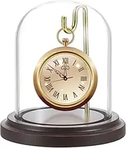 JUXYES Clear Watch Glass Display Dome Cloche With Hook and Wooden Base, Bell Terrarium Jar for Watch Ornaments