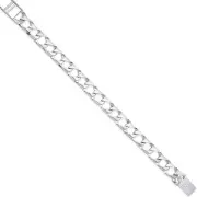 Square Curb Ribbed Edge Link Gents Bracelet Sterling Silver