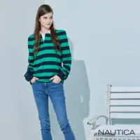 在飛比找momo購物網優惠-【NAUTICA】女裝 經典撞色條紋長袖POLO衫(綠色)