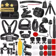 Action Camera Accessory Kit, 50-in-1, for GoPro/DJI/Insta360, with Pole Mount