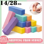 14/28Pcs Nail File Buffer Block Sanding Sponge Acrylic Nail Art Buffing Block AU