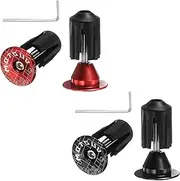 uxcell 2Pair Bike Handlebar End Plugs Aluminum Bar End Caps 16-21mm Adjustment Expanding Locking with Tool for MTB Road BMX Fixed Gear Bike, Red Black