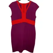 NWT Narciso Rodriguez Colorblock Ponte Sheath Dress Sz XL Womens Red & Mulberry