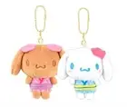 NEW Sanrio Cinnamoroll & Mocha Kimono ver Mascot Keychain Plushie 2 set Kawaii