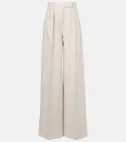 [Max Mara] Max Mara Rauche high-rise linen wide-leg pants UK 12 grey