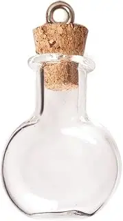 [INNSPIRO] Pendant Glass Round Bottle Transparent with Cork Stopper 19 x 30 mm, 19 x 30 mm, Glass, No Gemstone, 19x30mm., Glass, No Gemstone