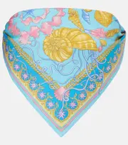 [Versace] Versace Underwater Barocco twill bandeau top AU 16 blue