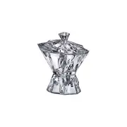 Modern Angles Collection Crystal Hand-Crafted Footed Large Box With Lid - 11"