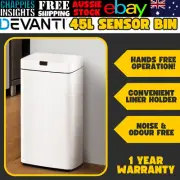 45L Battery Sensor Automatic Bin White Convenient Hands Free Compact Steel