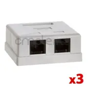 Double Hole Surface Mount Box Keystone Jack Cat5 Cat5e 2 Port Lot of 3 NEW