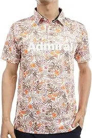 [アドミラル] Admiral Golf ADMA335 Men's Golf Shirt, Leaf Print Shirt, Orange, L
