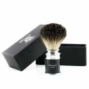 Black Badger Hair Shaving Brush Hand Assembled with Stunning Black Brass Handle