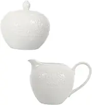 KOCKSHION 2 Pcs Milk Jug Sugar Bowl Set Jar Small Serving Jugs Cup Kettle Sugar Container with Lid Coffee Pot Milk Storage Pot Coffee Storage Container Sugar Storage Holder White Ceramics