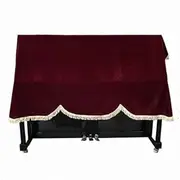 Luxury Velvet Upright Piano Half Cover High-end Piano Top Cover Keyboard Dust Cover Cloth Piano Protector Cover Soft Touch Universal Piano Cover with Tassels Fits Standard Upright Pianos (Red)