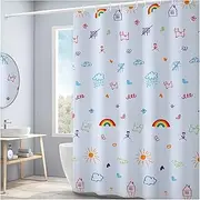 Simple Modern Shower Curtain Home Hotel Rooms Soft Thick Opaque Easy to Clean Punch-Free Partition Curtains Multiple, W200CMxH200CM