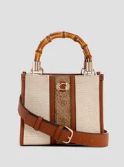 GUESS Women's Brown Logo Kerima Bamboo Mini Tote