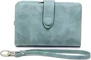 [Generic] Wallet for Women Leather Vegan Small Card Holder Zipper Coin Purse with Wristlet Light Green (Light Green, One Size)