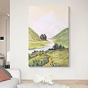 Hand-Painted Oil Painting - Green Valley Landscape Texture Painting Large Size Sofa Background Wall Decorative Painting,Living Room Sofa Background Wall Decoration Painting,As Shown,150 X 200Cm(60'