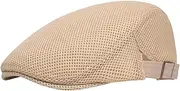 [Tadill] Men's Mesh Flat Cap Painter Hat Newsboy Hat Breathable Summer Hat for Golf Hiking, Beige