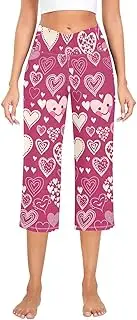 [GuoChe] High Waist Bootcut Yoga Pants Cute Doodle Hearts Red Pink Valentines Day with Tummy Control Casual Pants with Pockets