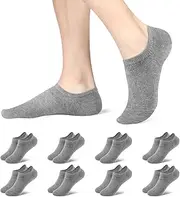 [fitfets] Trainer Socks for Men and Women, 8 Pairs with Non-Slip Silicone, Invisible No Show Trainer Socks, Short, Black, White, Grey, 35-50, 8 x grey, 39-42