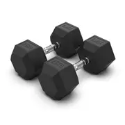 2 x 25kg Hex Rubber Coat Iron Dumbell Home Gym Strength Weight Commercial Grade