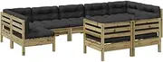vidaXL Garden Sofa Set - 9 Piece Modular Outdoor Seating with Cushions, Impregnated Autoclave-Treated Pine Wood, Flexible Arrangement for Patio/Deck