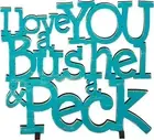 NEW!~Blue Wood Word Art Sign~"I LOVE YOU A BUSHEL AND A PECK"~Baby Boy~Stand