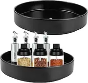 LDXDRU Lazy Susan Turntable 25.8 cm Kitchen Turntable Organiser 360° Rotating Spice Rack Can Be Used in the Kitchen Rotating Spice Rack, Organiser System, Bathroom Rotating Tray, Black