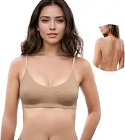 [Sexy Code 1701] Clear Back Bra Wirelesss Backles Bras Dance Sport Bralette for Girls Women Small Breast