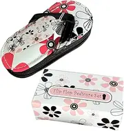 Baluue Flower Slippers Nail Clippers Set Mini Manicure Kit for Women Stainless Steel Nail Care Tools Portable Storage Case Fashion Practical