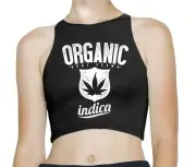 Organic Indica Marijuana Sleeveless High Neck Crop Top