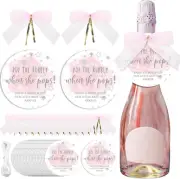 50 Set Pop Bottle Tags, Champagne Baby Shower Favor Labels When Pops Tags with B
