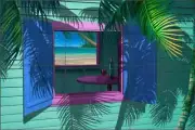 Tropical Seascape Glass Tile Backsplash David Miller Art Mural DMA2029