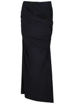 Christopher Esber Ruched Jersey and Denim Maxi Skirt - Navy - 10 (UK10 / S) 10 (UK10 / S)