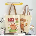 Canvas Shoulder Bag Capybala Cartoon Peripheral Cute Shopping Bag