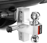 OCTORA Adjustable Trailer Hitch (Fits 2-Inch Receiver) - Aluminum Tow Hitch with 6-Inch Drop/Rise for Truck (12,500 LBS GTW) - Double Anti-Theft Locking Hitch Pins (Silver)