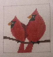Cardinals Bird Ornament Hand Painted Needlepoint Canvas