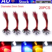 20PCS 3mm 5mm Emitting Diode Prewired LED Bulb Single Color Light 12V 20cm Wire