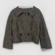 Alberta Ferretti Grey Cropped Jacket - Size 46 UK14 - Wool/Cotton BNWT