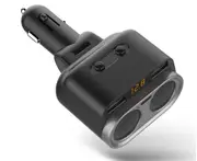 12V/24V DC 2 Socket Splitter Multi Power Outlet PD Type C USB Car Charger with LED Voltmeter Switch 6.8A Dual USB Port for iPhone iPad Android