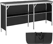 VEVOR Extra Long Folding Portable Bar Table - Tradeshow Podium Table for Indoor