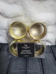 Luxe Party NYC Hammered Gold Metal Napkin Rings 4 Pack